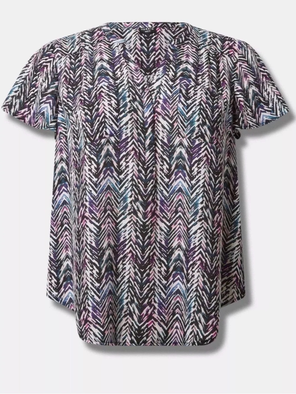 Torrid Harper Flutter Sleeve Blouse, Size 1 / XL, Multi Color Polyester Shirt